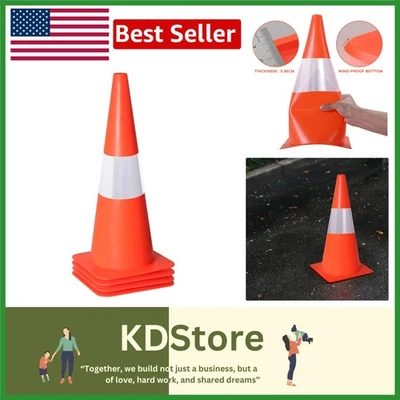 18-Inch Reflective Traffic Safety Cones - 4 Pack - Image 1 of 4