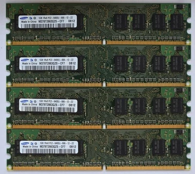 Samsung M378T2863QZS-CF7 4GB 4x1GB 1Rx8 PC2-6400U-666-12-ZZ DDR2-800 DIMM Module - Image 1 of 2