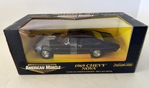 Chevy Nova 1969 fundido a presión Americain Muscle Ertl negro edición limitada 1:18 - Imagen 1 de 11