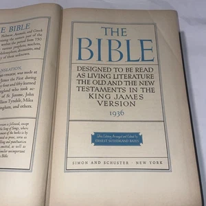 The Bible: Designed To Be Read As Living Literature 1936 - Imagen 1 de 8