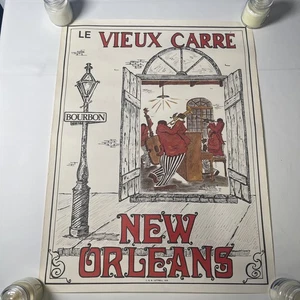 "Póster vintage de G.B Luttrell le Vieux Carre Nueva Orleans 1978 raro 19""x25""" - Imagen 1 de 7