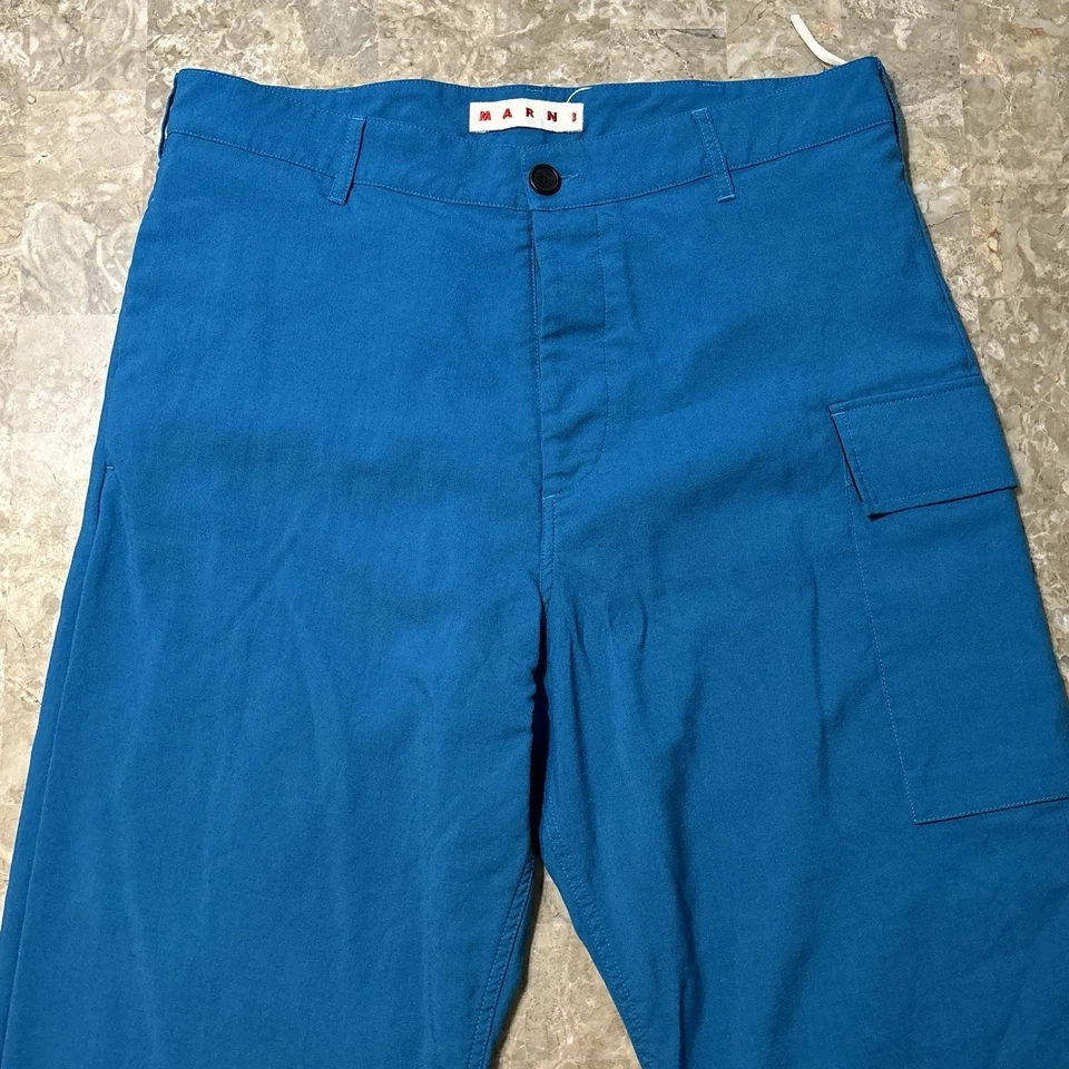 Pantalón cargo Marni para hombre 54 (36x31) azul verde azulado lana pierna recta ligero Foto 1 de 4