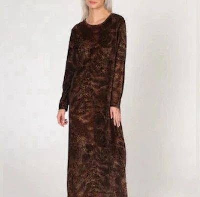 Elegante Vestido Largo Jones New York Estampado Animal Para Mujer 80% Algodón” Foto 1 de 4