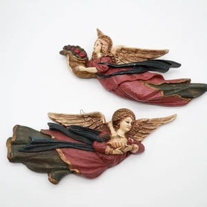 2 Vtg Midwest Cannon Falls Flying Angel Wall Decor Old World Style Christmas - Picture 1 of 5