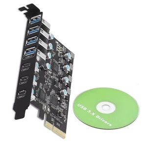 PCIe to USB 3.2 Gen 2 Expansion Card With 7 Ports 4*USB-A 3*USB-C For Win - Picture 1 of 12
