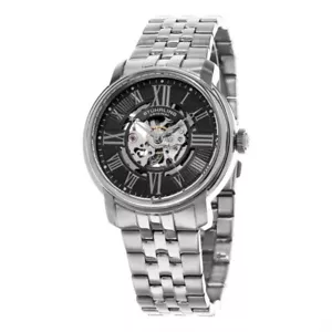 Stuhrling Original Atrium 812 Automatik Skelett vergrößert schwarzes Zifferblatt Herrenuhr - Bild 1 von 3