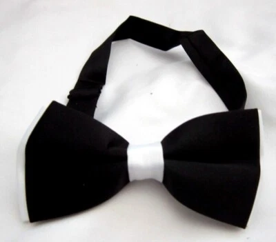  PAJARITA AJUSTABLE ESMOQUIN NEGRO CON RIBETE BLANCO Y PUNTAS - ¡CAJA NUEVA! Foto 1 de 3