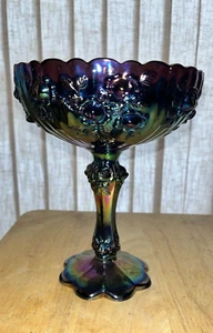 Fenton Rose Carnival Glaskompott mit Fuß Made in USA - Bild 1 von 6