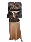 VALENTINO ROMA Romantic Lace Satin Silk Pleats Peach Black Cocktail Dress 40 4
