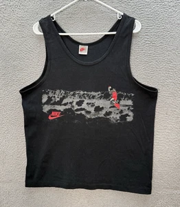 Vintage Nike Tank Top Adult XL Black Single Stitch Air Jordan Jump Man 1990s - Picture 1 of 10