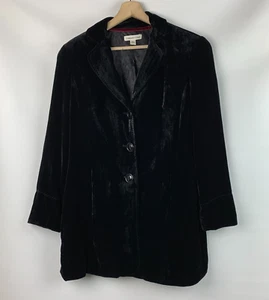 Coldwater Creek Jacket Black Velveteen Collared Buttons Lined Size P12 - Picture 1 of 10