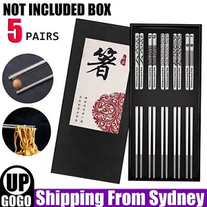5 Pairs of Metal Chopsticks Reusable Dishwasher Safe Carving Non-Slip Cutlery AU - Picture 1 of 9