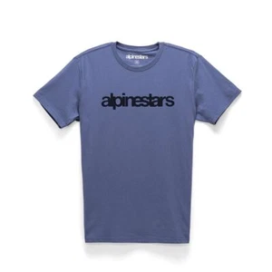 Alpinestars T-shirt Men's Short Sleeved Crew Neck Blue Heritage Word - Picture 1 of 3
