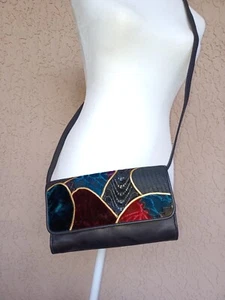VINTAGE Collage by Carlos Falchi Velvet Mosaic Patchwork Crossbody Purse - Picture 1 of 10
