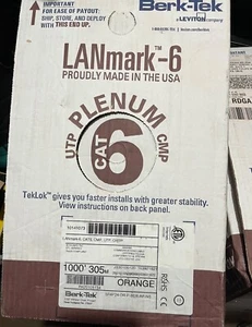Berk-Tek LANmark-6, Cat6 Plenum CMP, UTP, Data Cable, 1000 ft, ORANGE. - Picture 1 of 5