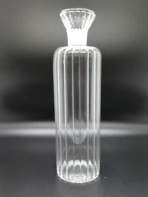Clear Cylinder Shaped Flower Vase or Decanter (no stopper) 9” Tall Striped - Image 1 of 4