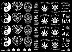Calcomanías blancas de vidrio fundido para hierba de marihuana 34 piezas - Imagen 1 de 2