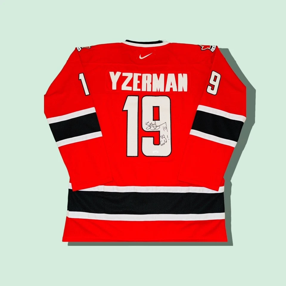 STEVE YZERMAN TEAM CANADA SIGNED / AUTOGRAPHED JERSEY JSA COA RED WINGS NICE!! - Image 1 of 4