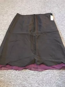 Women's Size 10/12 Sandwich Layered Brown Skirt 100% Silk - Picture 1 of 1