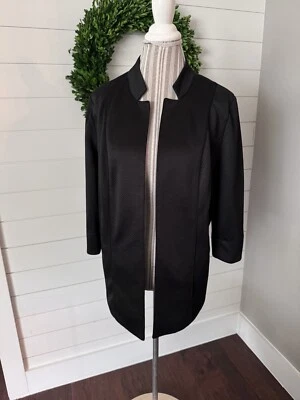 Blazer Allison Daley para mujer frente abierto negro manga 3/4 talla 16 (B1) Foto 1 de 4