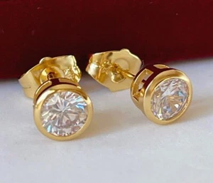 Luxus Ohrringe Ohrstecker Zirkonia Kristall 999er Gold 24K vergoldet 7mm Damen - Bild 1 von 10