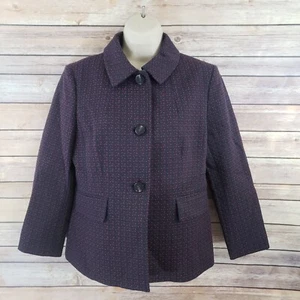 Chaqueta Blazer Ann Taylor 8 Azul Marino Rojo Botón Cuello Delantero Ajustado Cinturón Trasero - Imagen 1 de 8