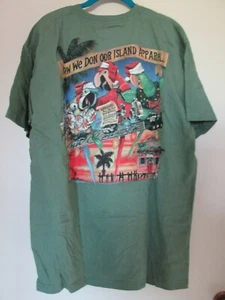 Holiday Parrots with Santa Cap Short Sleeve T-Shirt -XL-Olive Green - CHRISTMAS - Picture 1 of 12