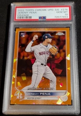 PSA 10 RC /25 JEREMY PENA 🚨ORANGE REFRACTOR ROOKIE 2022 Topps Chrome Update S/E - Image 1 of 4