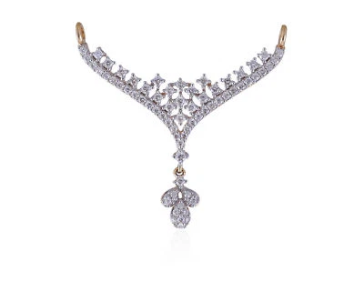 Collar colgante redondo de diamantes naturales de corte brillante de 0,93 quilates en oro 750 de 18 quilates Foto 1 de 2