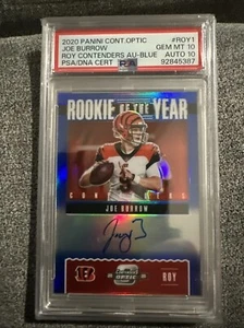 Joe Burrow Rookie Contenders Optic Rookie Of The Year PSA 10 Auto 10 Blue 2/75 - Picture 1 of 3