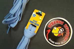 Babyblau dünne flache 54" x (3/8"-5/8") JN Schnürsenkel Schuhschnüre Piranha Records - Bild 1 von 3