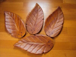 4 PCS CARVED WOOD TROPICAL PALM LEAF CEILING FAN REPLACEMENT BLADES 24 x 12 - Picture 1 of 2