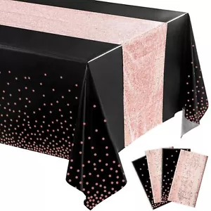 Tablecloth and Sequin Table Runner Set Polka Dots Confetti Table Cover - Picture 1 of 7
