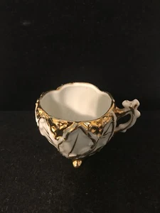 VINTAGE WHITE AND GOLD FOOTED PORCELAIN DEMITASSE CUP - Picture 1 of 9