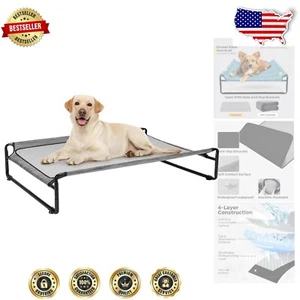 Cooling Elevated Dog Bed with Double-Sided Fence & Comfort Pads - Travel Ready - Picture 1 of 9