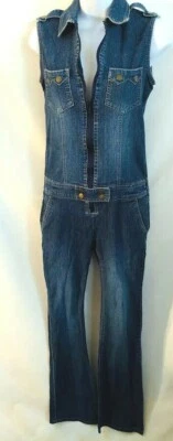 Mono de mezclilla sin mangas lavado oscuro elástico apretado Stephen Hardy Jeans 3/4 de colección Foto 1 de 4