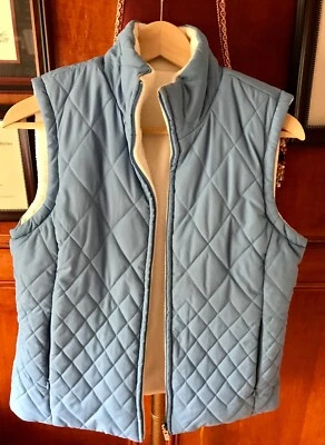 IZOD Reversible QUILTED VEST BLUE Winter White IVORY Insulated Size S - Image 1 of 4