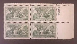 1953 US Stamp 3c Scott# 1023 Sagamore Hill Plate Block of 4 MNH OG - Picture 1 of 2