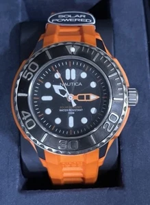 nautica nmx 1000 solarbetriebene Herrenuhr orange Silikonband NEU im Etui - Bild 1 von 5