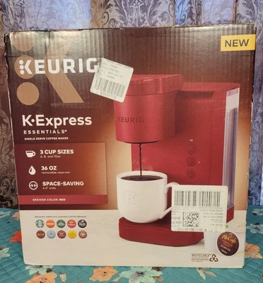 NEW Keurig Pod Coffee Machine - Red K Express Single Serve 3 Cup Sizes 6 8 10 - Image 1 of 4