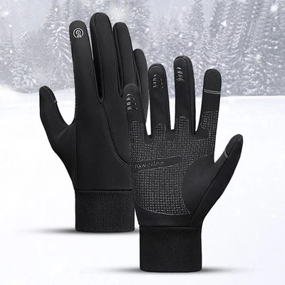 Guantes cálidos de invierno para hombres y mujeres a prueba de viento forrados de lana antideslizantes con pantalla táctil guantes Foto 1 de 4