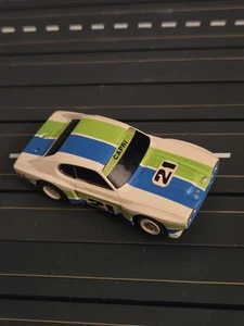 AURORA AFX #21 FORD CAPRI HO SLOT CAR 1970s WHITE, LIME & BLUE 1742 - Picture 1 of 3