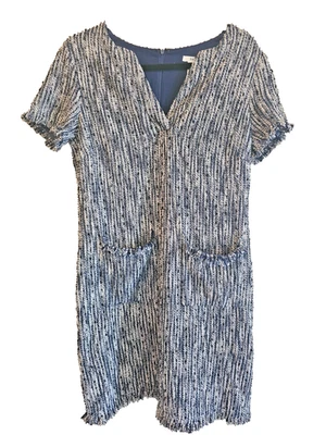 Anthropology-Esley Lagen look con bolsillos-texturizado talla Med-Azul/blanco  Foto 1 de 3