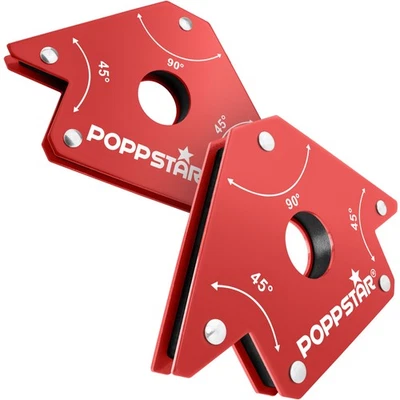 Poppstar 2er-Set Schweißmagnet mittelgroß | Schweißwinkel mit Haftkraft 22,6 kg
