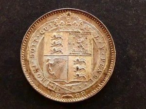 w1979. United Kingdom, silver Shilling, 1888/7, 8 over 7. - Picture 1 of 2