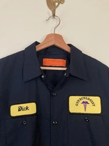 Camisa Mecánica Vintage Red Kap XL GINECÓLOGO DICK Parodia Motociclista Big Johnson - Imagen 1 de 5