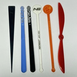 6 Vintage Swizzle Sticks Airline Pan Am Air Jamaica Northeast BI TWA - Picture 1 of 5