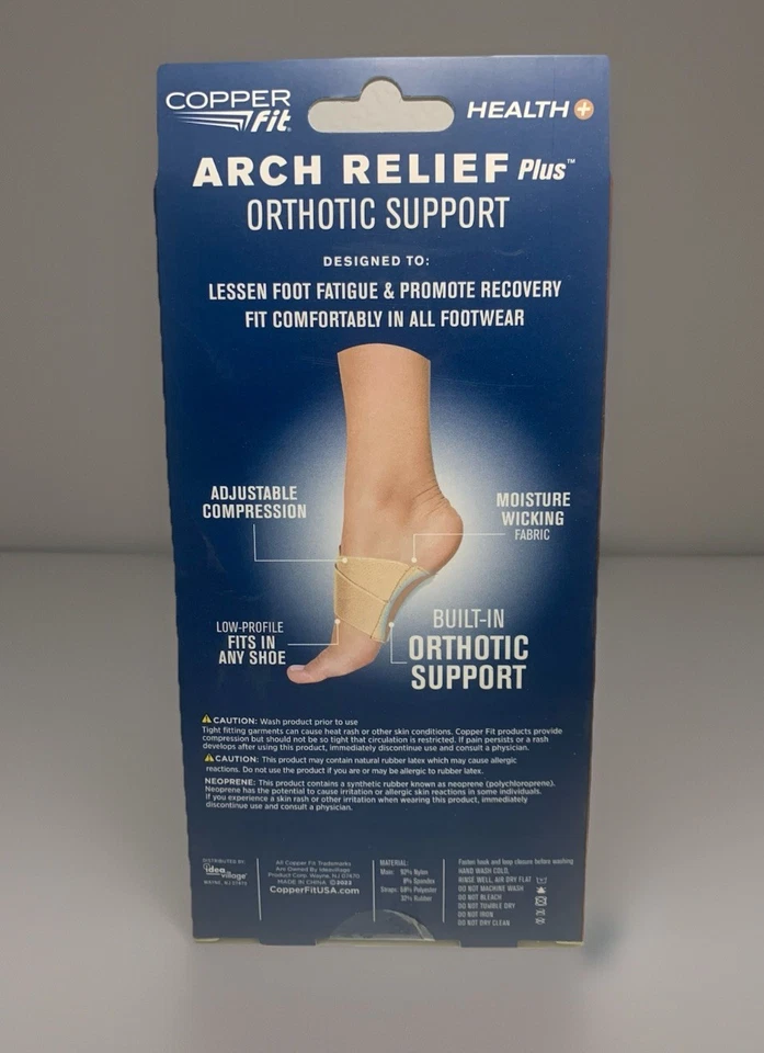 (3) Pairs:  COPPERFIT HEALTH Adj. Arch Relief + Orthotic Support, Beige (NEW) - Image 1 of 4