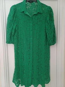 Emerald Green Lace Shirt Dress With Seperate Slip From Next Size 14 - Picture 1 of 8