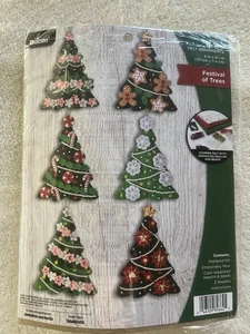 Vintage Bucilla Weihnachten Frlt & Pailletten Ornamente Festival der Bäume - Bild 1 von 10